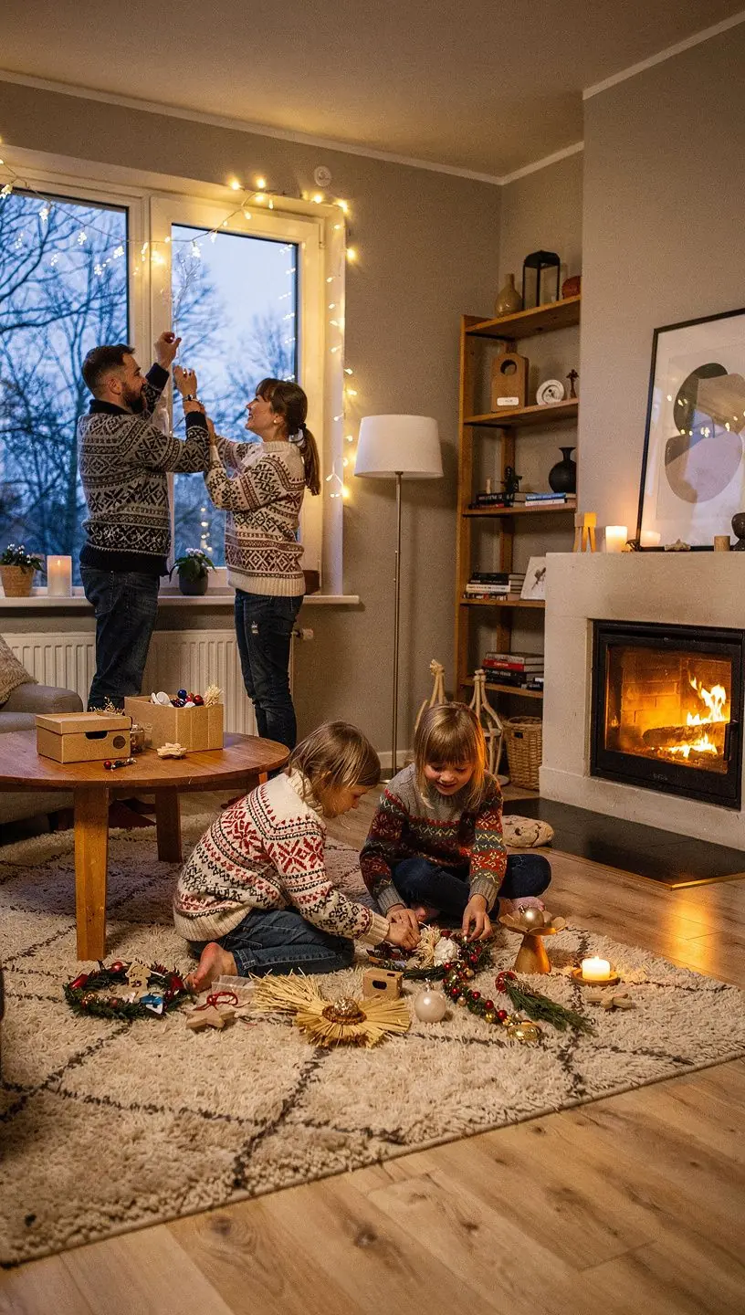 Interjera dizains ar elegantiem apgaismojuma risinājumiem, kas akcentē telpas stilu un komfortu.